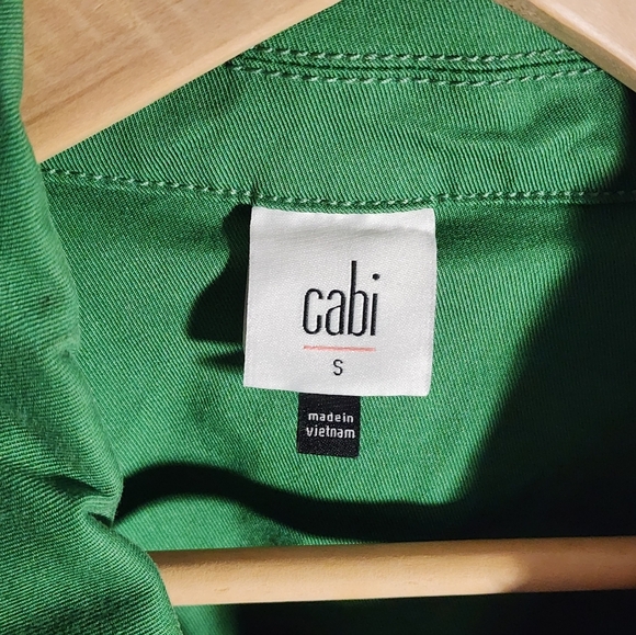 CAbi Green Bomber Jacket with Striped Hem - Picture 3 of 4